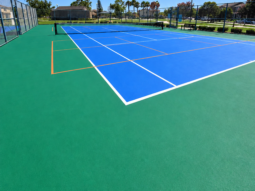 Blue and green court at Crescent Park in Oxnard, California.
